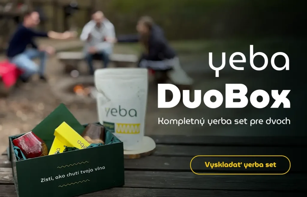yeba DuoBox s kalabasami, príslušenstvom a yerba maté čajom ako kompletný set pre dvoch.